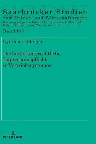 Die lauterkeitsrechtliche Impressumspflicht in Vertriebssystemen cover
