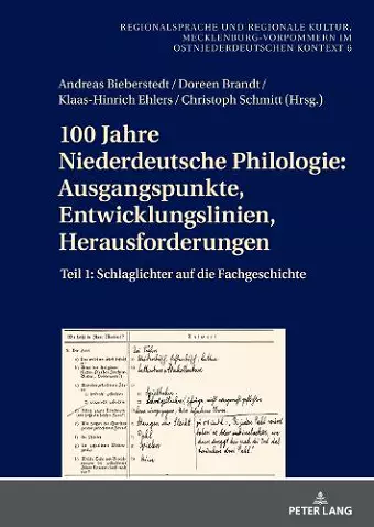 100 Jahre Niederdeutsche Philologie cover