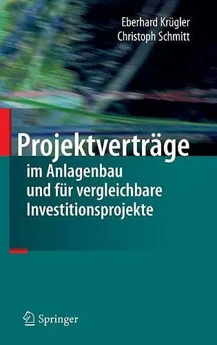 Projektverträge Im Anlagenbau Und Für Vergleichbare Investitionsprojekte cover