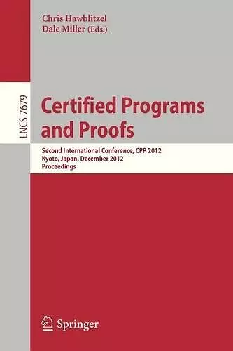 Certified Programs and Proofs cover