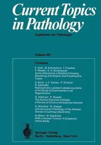 Current Topics in Pathology / Ergebnisse der Pathologie cover