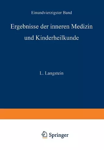 Ergebnisse der inneren Medizin und Kinderheilkunde cover