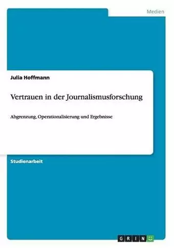 Vertrauen in der Journalismusforschung cover