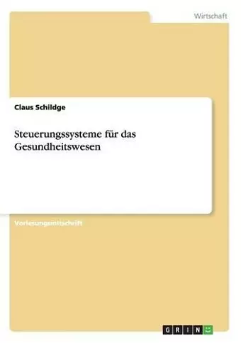 Steuerungssysteme für das Gesundheitswesen cover