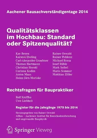 Aachener Bausachverständigentage 2014 cover