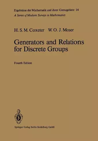 Generators and Relations for Discrete Groups cover