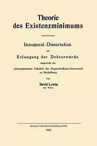 Theorie Des Existenzminimums cover