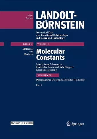 Molecular Constants Mostly from Microwave, Molecular Beam, and Sub-Doppler Laser Spectroscopy cover