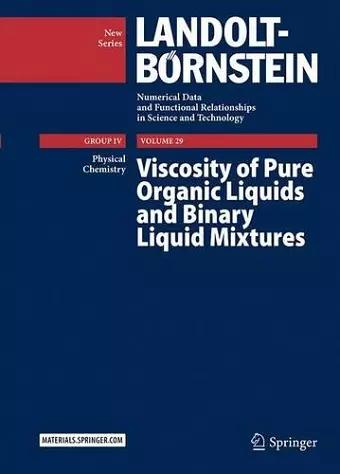 Viscosity of Pure Organic Liquids and Binary Liquid Mixtures cover