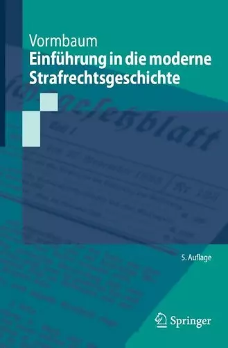 Einführung in die moderne Strafrechtsgeschichte cover