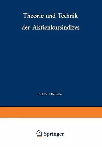 Theorie und Technik der Aktienkursindizes cover