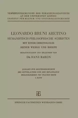 Leonardo Bruni Aretino. Humanistisch-Philosophische Schriften cover