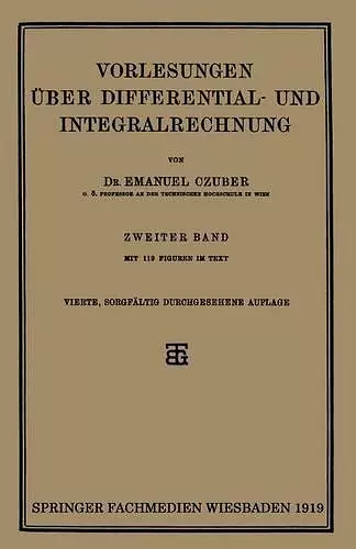 Vorlesungen Über Differential- Und Integralrechnung cover