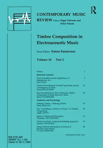 Timbre Composition in Electroacoustic Music cover