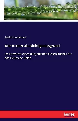 Der Irrtum als Nichtigkeitsgrund cover