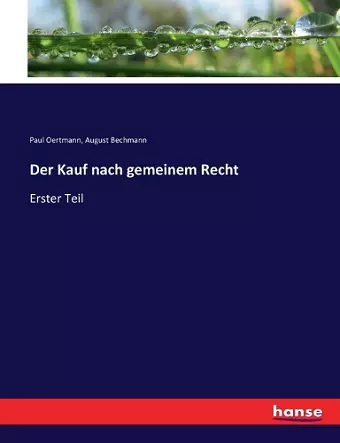 Der Kauf nach gemeinem Recht cover