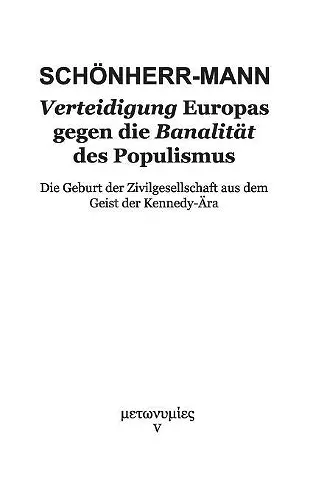 Verteidigung Europas gegen die Banalität des Populismus cover