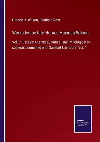 Works by the late Horace Hayman Wilson cover