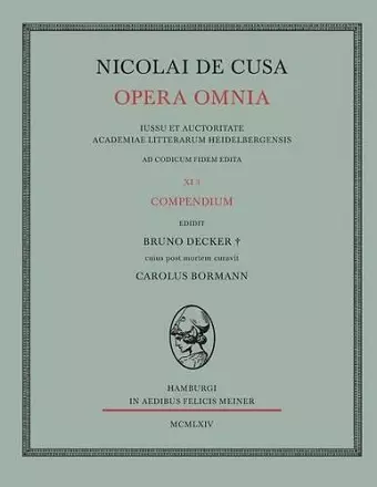 Nicolai de Cusa Opera omnia / Nicolai de Cusa Opera omnia cover