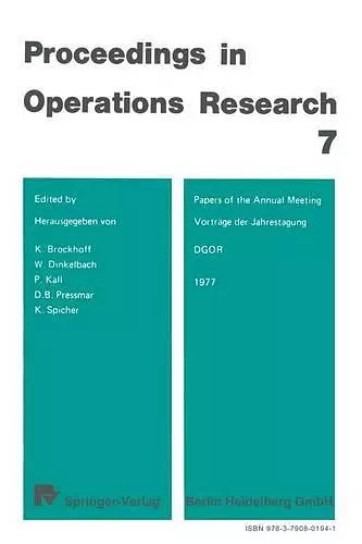 Vortrage Der Jahrestagung 1977 / Papers of the Annual Meeting 1977 DGOR cover