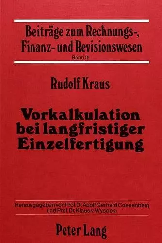 Vorkalkulation Bei Langfristiger Einzelfertigung cover