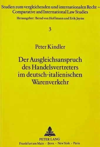 Der Ausgleichsanspruch Des Handelsvertreters Im Deutsch-Italienischen Warenverkehr cover