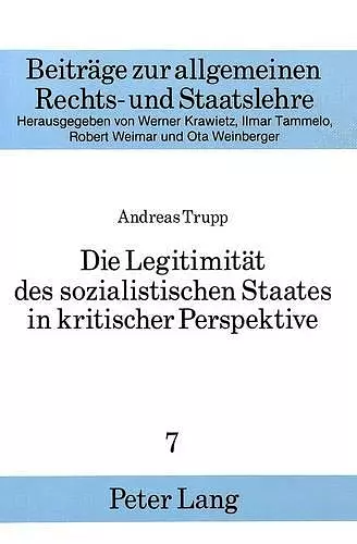 Die Legitimitaet Des Sozialistischen Staates in Kritischer Perspektive cover