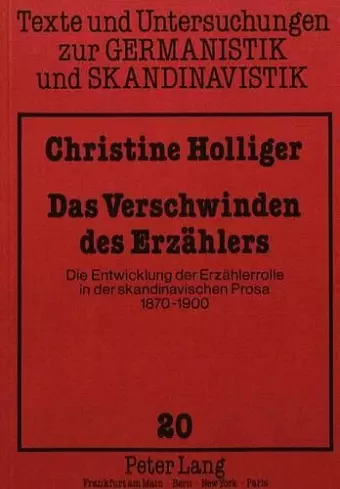 Das Verschwinden Des Erzaehlers cover