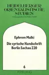 Die Syrische Handschrift Berlin Sachau 220 cover