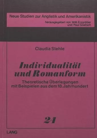 Individualitaet Und Romanform cover