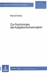 Zur Psychologie Der Aufgabenschwierigkeit cover