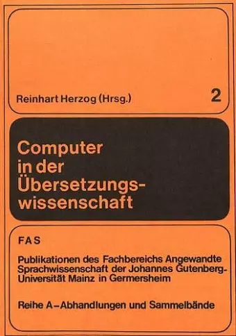 Computer in Der Uebersetzungswissenschaft cover