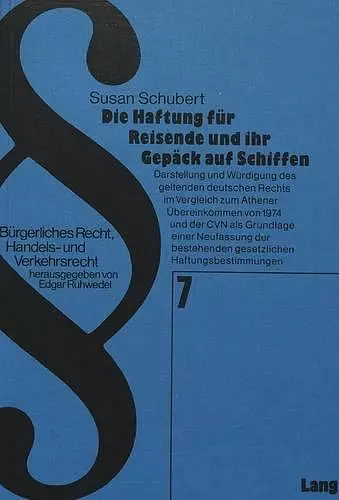 Die Haftung Fuer Reisende Und Ihr Gepaeck Auf Schiffen cover