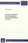 Zur Form Und Kritik in I.S. Turgenevs «Zapiski Ochotnika» cover