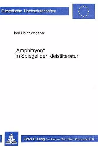 «Amphitryon» Im Spiegel Der Kleistliteratur cover