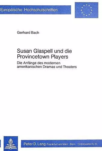 Susan Glaspell Und Die Provincetown Players cover