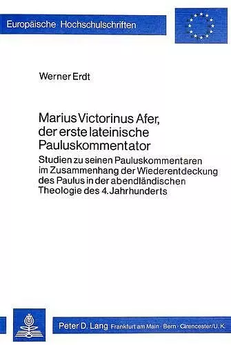 Marius Victorinus Afer, Der Erste Lateinische Pauluskommentator cover