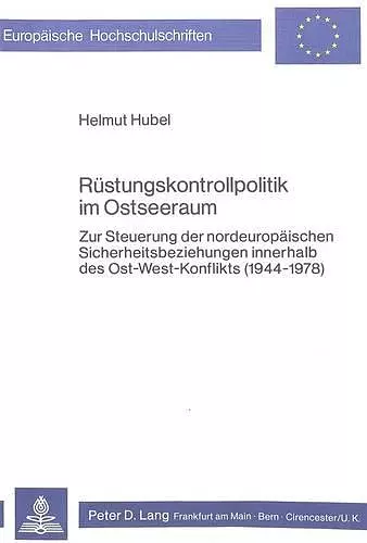 Ruestungskontrollpolitik Im Ostseeraum cover