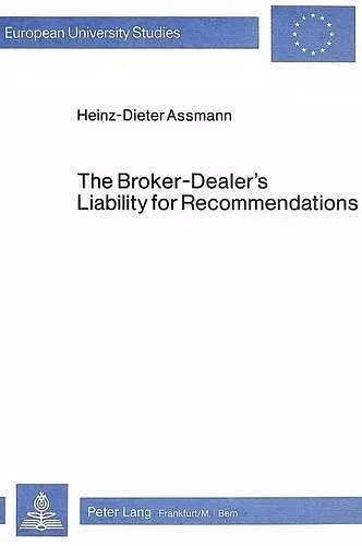 Broker-Dealer's Liability for Recommendations cover