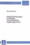 Einige Ueberlegungen Zur Analyse «Wirtschaftlicher Ungleichgewichte» cover