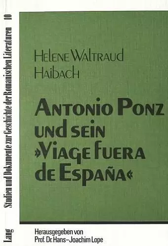 Antonio Ponz Und Sein «Viage Fuera de España» cover