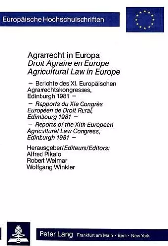 Agrarrecht in Europa- Droit Agraire En Europe- Agrocultural Law in Europe cover