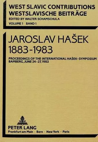 Jaroslav Hasek 1883-1983 cover