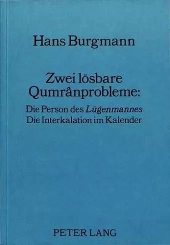 Zwei Loesbare Qumrânprobleme: cover