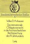 Das Internationale Obligationenrecht in Der Hoechstrichterlichen Rechtsprechung Des 19. Jahrhunderts cover