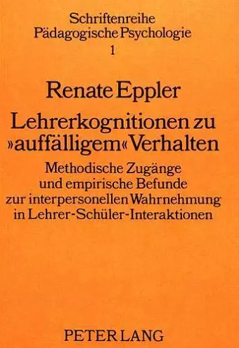 Lehrerkognitionen Zu «Auffaelligem» Verhalten: cover