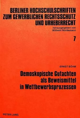 Demoskopische Gutachten ALS Beweismittel in Wettbewerbsprozessen cover