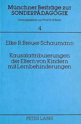 Kausalattribuierungen Der Eltern Von Kindern Mit Lernbehinderung cover