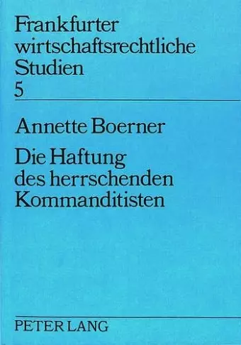 Die Haftung Des Herrschenden Kommanditisten cover