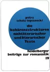 Die Kohaerenzstrukturen Nichtliterarischer Und Literarischer Texte cover